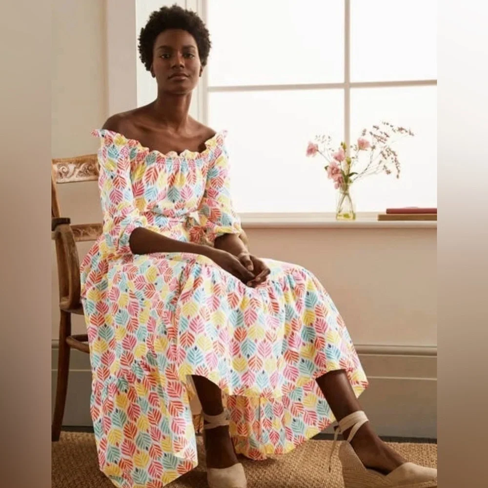 EUC BODEN Rosalind Tiered Midi Cotton Dress Size 2R - Picture 5 of 8